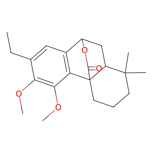 2D Structure of 5-Ethyl-3,4-dimethoxy-11,11-dimethyl-16-oxatetracyclo[6.6.2.01,10.02,7]hexadeca-2(7),3,5-trien-15-one
