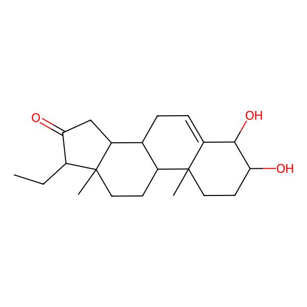 2D Structure of (3S,4R,8S,9S,10R,13R,14S,17R)-17-ethyl-3,4-dihydroxy-10,13-dimethyl-1,2,3,4,7,8,9,11,12,14,15,17-dodecahydrocyclopenta[a]phenanthren-16-one