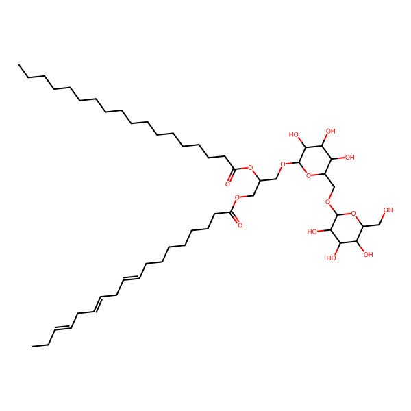 2D Structure of [(2R)-1-[(9Z,12Z,15Z)-octadeca-9,12,15-trienoyl]oxy-3-[(2R,3R,4S,5R,6R)-3,4,5-trihydroxy-6-[[(2S,3R,4S,5R,6R)-3,4,5-trihydroxy-6-(hydroxymethyl)oxan-2-yl]oxymethyl]oxan-2-yl]oxypropan-2-yl] octadecanoate