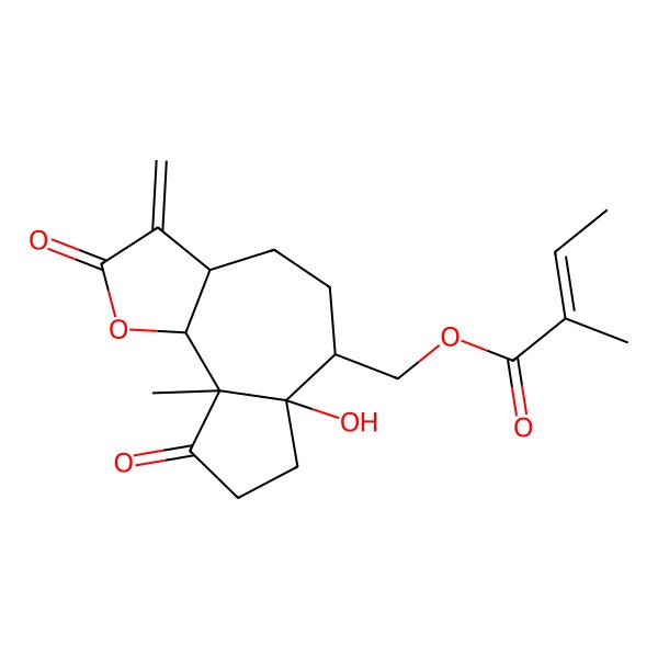 2D Structure of [(3aS,6R,6aR,9aS,9bR)-6a-hydroxy-9a-methyl-3-methylene-2,9-dioxo-4,5,6,7,8,9b-hexahydro-3aH-azuleno[4,5-b]furan-6-yl]methyl (Z)-2-methylbut-2-enoate