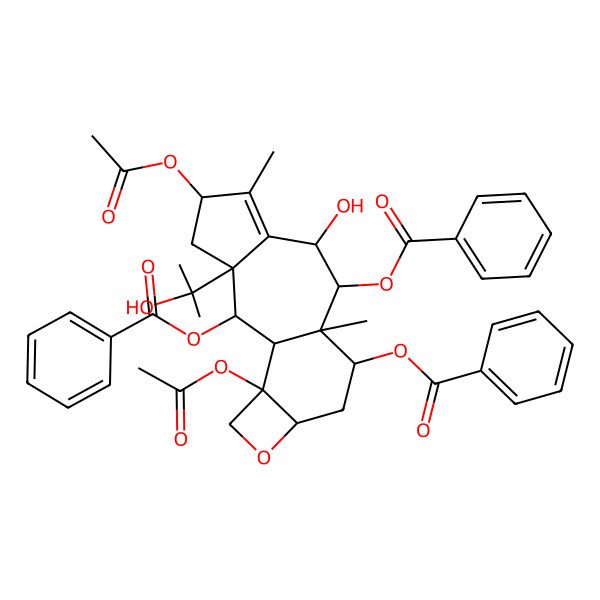 2D Structure of [(1S,2S,3S,5S,8R,9R,10S,11S,13R,16S)-5,16-diacetyloxy-2,9-dibenzoyloxy-8-hydroxy-3-(2-hydroxypropan-2-yl)-6,10-dimethyl-14-oxatetracyclo[8.6.0.03,7.013,16]hexadec-6-en-11-yl] benzoate
