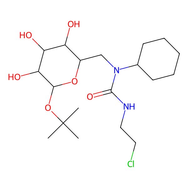 2D Structure of 3-(2-chloroethyl)-1-cyclohexyl-1-[[(2R,3S,4S,5R,6S)-3,4,5-trihydroxy-6-[(2-methylpropan-2-yl)oxy]oxan-2-yl]methyl]urea