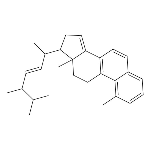 2D Structure of (17beta,20r,22e,24r)-1-Methyl-19-norergosta-1,3,5,7,9,14,22-heptaene