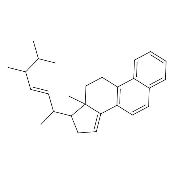 2D Structure of (17beta,20r,22e,24r)-19-Norergosta-1,3,5,7,9,14,22-heptaene