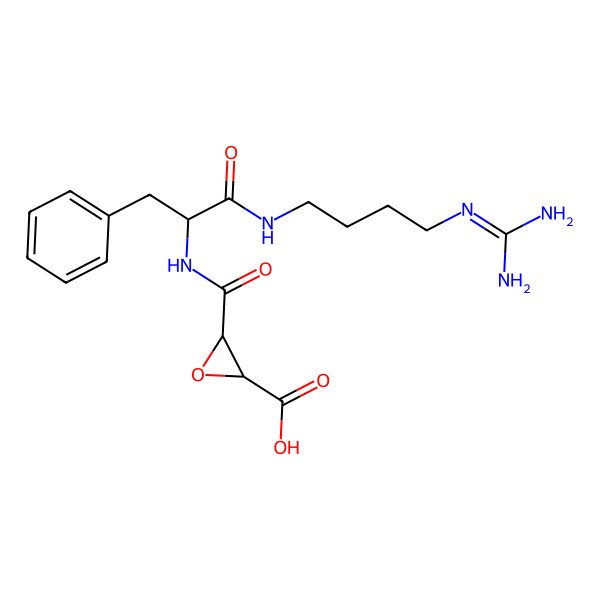 2D Structure of 3-[[1-[4-(Diaminomethylideneamino)butylamino]-1-oxo-3-phenylpropan-2-yl]carbamoyl]oxirane-2-carboxylic acid
