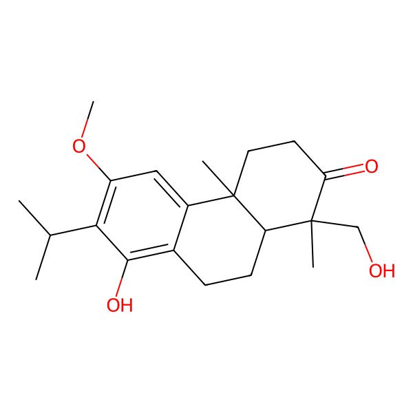 2D Structure of (1S,4aS,10aR)-8-hydroxy-1-(hydroxymethyl)-6-methoxy-1,4a-dimethyl-7-propan-2-yl-4,9,10,10a-tetrahydro-3H-phenanthren-2-one 2D Structure of (1S,4aS,10aR)-8-hydroxy-1-(hydroxymethyl)-6-methoxy-1,4a-dimethyl-7-propan-2-yl-4,9,10,10a-tetrahydro-3H-phenanthren-2-one