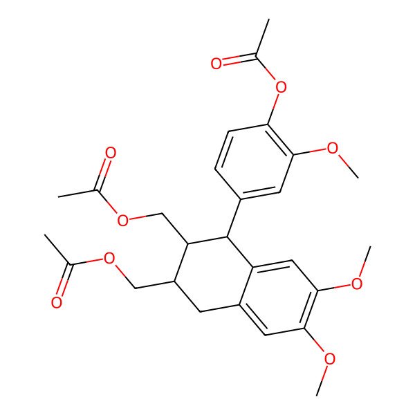 2D Structure of [(2R,3R,4S)-4-(4-acetyloxy-3-methoxyphenyl)-3-(acetyloxymethyl)-6,7-dimethoxy-1,2,3,4-tetrahydronaphthalen-2-yl]methyl acetate