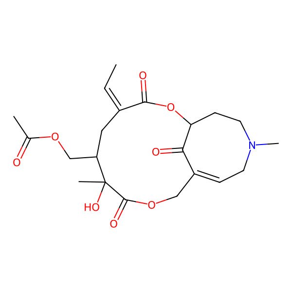 2D Structure of [(1R,4Z,6S,7R,11Z)-4-ethylidene-7-hydroxy-7,14-dimethyl-3,8,17-trioxo-2,9-dioxa-14-azabicyclo[9.5.1]heptadec-11-en-6-yl]methyl acetate
