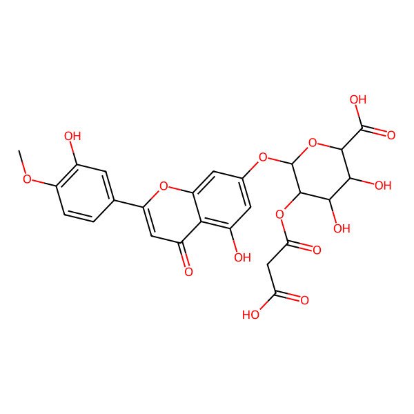 2D Structure of 5-(2-Carboxyacetyl)oxy-3,4-dihydroxy-6-[5-hydroxy-2-(3-hydroxy-4-methoxyphenyl)-4-oxochromen-7-yl]oxyoxane-2-carboxylic acid