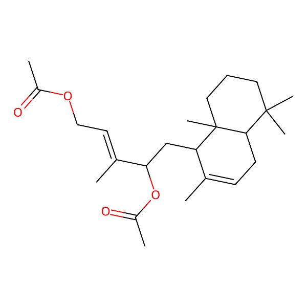 2D Structure of [4-Acetyloxy-5-(2,5,5,8a-tetramethyl-1,4,4a,6,7,8-hexahydronaphthalen-1-yl)-3-methylpent-2-enyl] acetate
