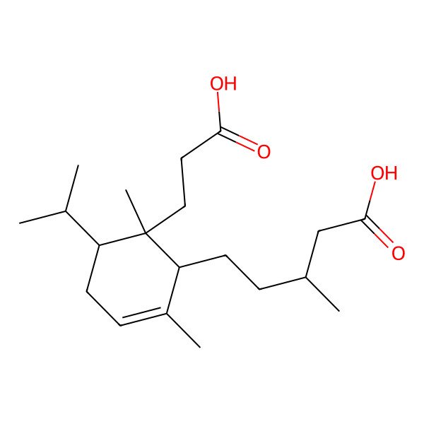 2D Structure of (3S)-5-[(1R,5R,6R)-6-(2-carboxyethyl)-2,6-dimethyl-5-propan-2-ylcyclohex-2-en-1-yl]-3-methylpentanoic acid