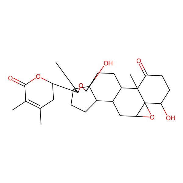 2D Structure of 6-(4,5-Dimethyl-6-oxo-2,3-dihydropyran-2-yl)-8,17-dihydroxy-6,13-dimethyl-7,19-dioxahexacyclo[10.9.0.02,9.05,9.013,18.018,20]henicosan-14-one
