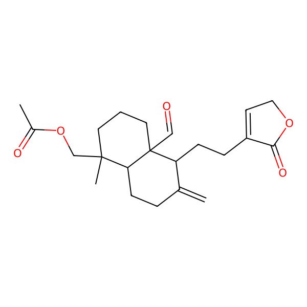 2D Structure of [(1R,4aR,5R,8aS)-4a-formyl-1-methyl-6-methylidene-5-[2-(5-oxo-2H-furan-4-yl)ethyl]-3,4,5,7,8,8a-hexahydro-2H-naphthalen-1-yl]methyl acetate