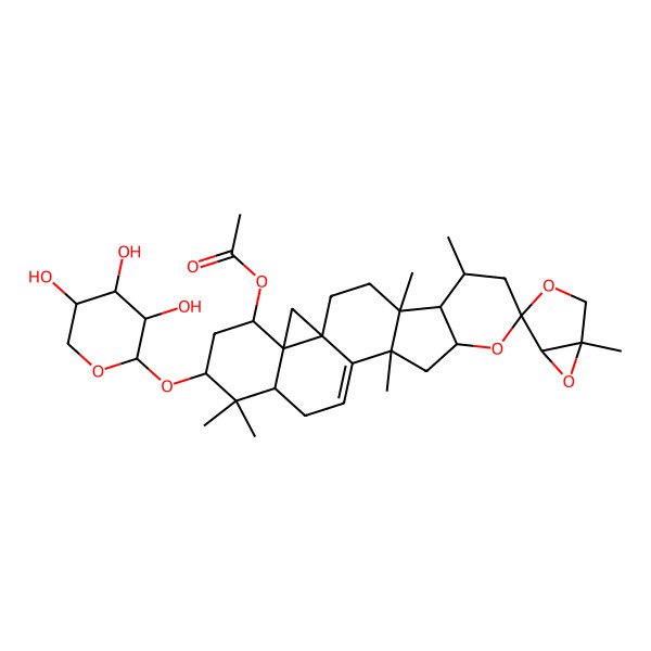 2D Structure of [(1R,1'S,4S,4'R,5R,5'R,6'R,10'S,12'R,16'S,18'S,20'R,21'S)-1,4',6',12',17',17'-hexamethyl-18'-[(2S,3R,4S,5R)-3,4,5-trihydroxyoxan-2-yl]oxyspiro[3,6-dioxabicyclo[3.1.0]hexane-4,8'-9-oxahexacyclo[11.9.0.01,21.04,12.05,10.016,21]docos-13-ene]-20'-yl] acetate