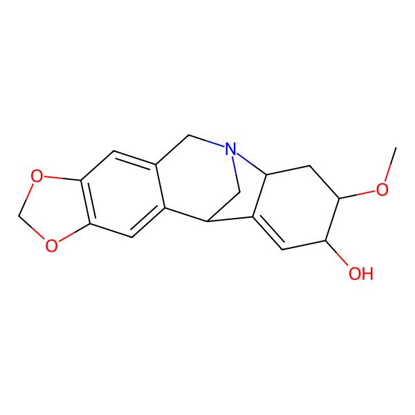 2D Structure of (1R,13S,15R,16S)-15-methoxy-5,7-dioxa-12-azapentacyclo[10.6.1.02,10.04,8.013,18]nonadeca-2,4(8),9,17-tetraen-16-ol