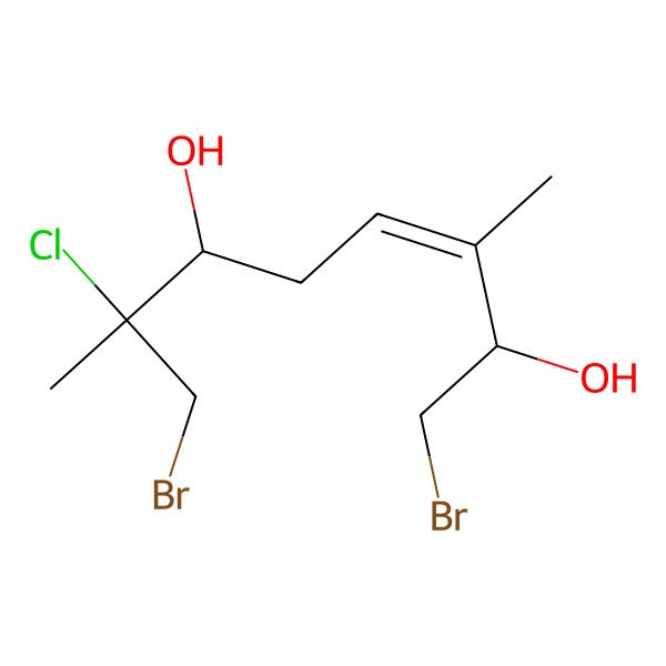 2D Structure of 1,8-Dibromo-7-chloro-3,7-dimethyloct-3-ene-2,6-diol