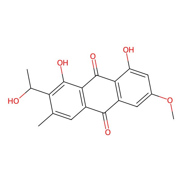 2D Structure of 1,8-Dihydroxy-2-(1-hydroxyethyl)-6-methoxy-3-methylanthraquinone