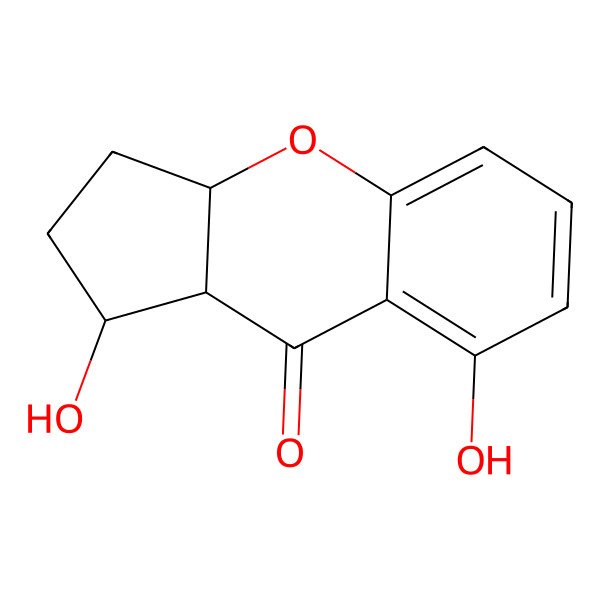 2D Structure of 1,8-dihydroxy-2,3,3a,9a-tetrahydro-1H-cyclopenta[b]chromen-9-one