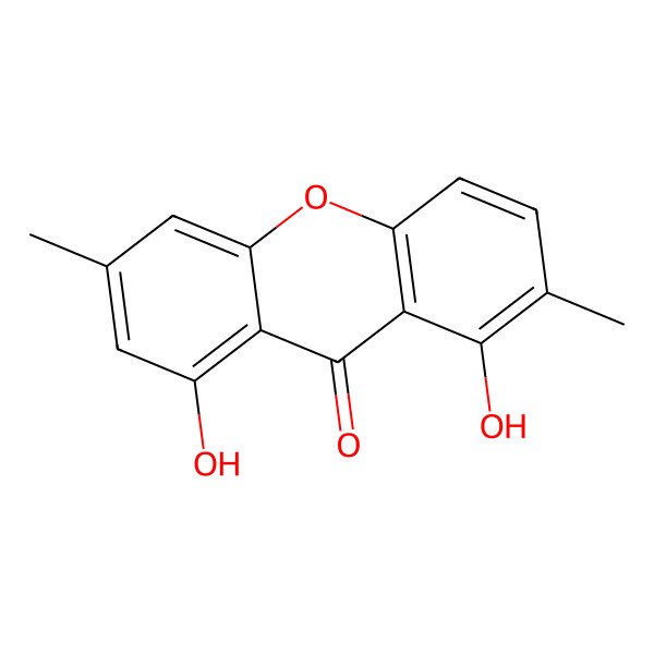 2D Structure of 1,8-Dihydroxy-2,6-dimethylxanthen-9-one