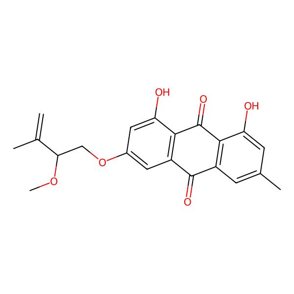 2D Structure of 1,8-Dihydroxy-3-(2-methoxy-3-methylbut-3-enoxy)-6-methylanthracene-9,10-dione