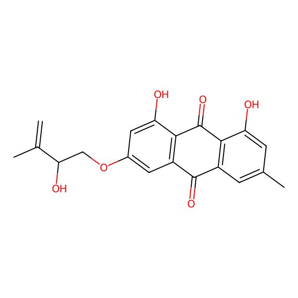 2D Structure of 1,8-dihydroxy-3-[(2S)-2-hydroxy-3-methylbut-3-enoxy]-6-methylanthracene-9,10-dione