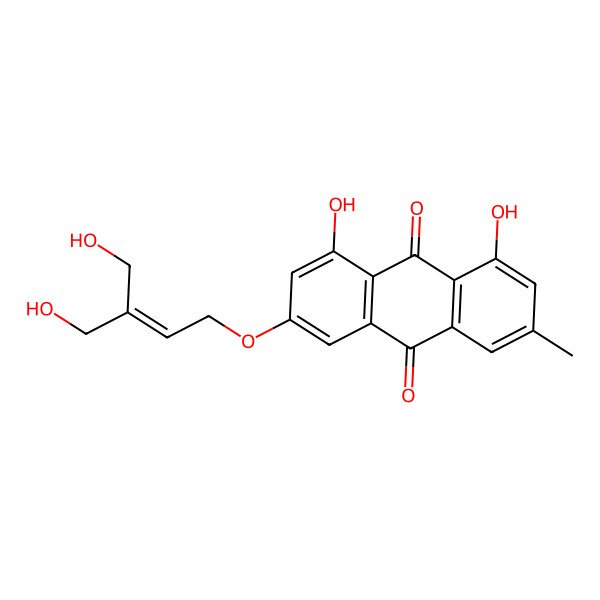 2D Structure of 1,8-Dihydroxy-3-[4-hydroxy-3-(hydroxymethyl)but-2-enoxy]-6-methylanthracene-9,10-dione