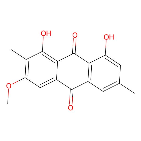 2D Structure of 1,8-Dihydroxy-3-methoxy-2,6-dimethylanthracene-9,10-dione