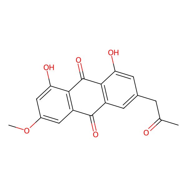 2D Structure of 1,8-Dihydroxy-3-methoxy-6-(2-oxopropyl)anthracene-9,10-dione