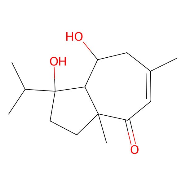 2D Structure of 1,8-dihydroxy-3a,6-dimethyl-1-propan-2-yl-3,7,8,8a-tetrahydro-2H-azulen-4-one 2D Structure of 1,8-dihydroxy-3a,6-dimethyl-1-propan-2-yl-3,7,8,8a-tetrahydro-2H-azulen-4-one