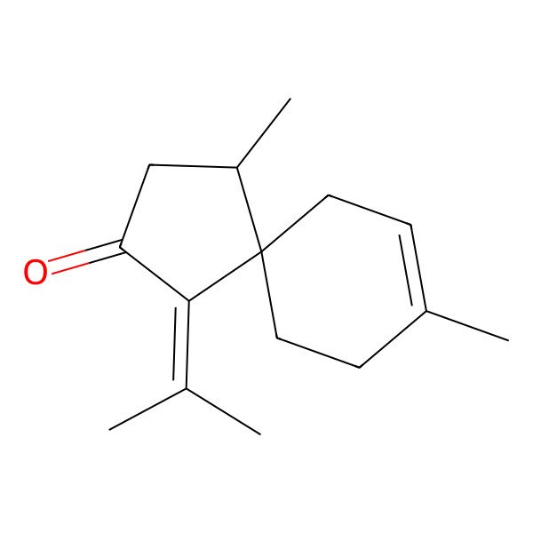 2D Structure of 1,8-Dimethyl-4-propan-2-ylidenespiro[4.5]dec-8-en-3-one