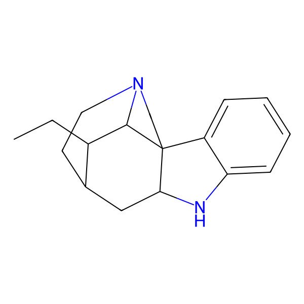 2D Structure of 18-Ethyl-8,14-diazapentacyclo[9.5.2.01,9.02,7.014,17]octadeca-2,4,6-triene