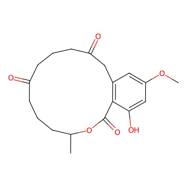 2D Structure of 18-Hydroxy-16-methoxy-4-methyl-3-oxabicyclo[12.4.0]octadeca-1(14),15,17-triene-2,8,12-trione