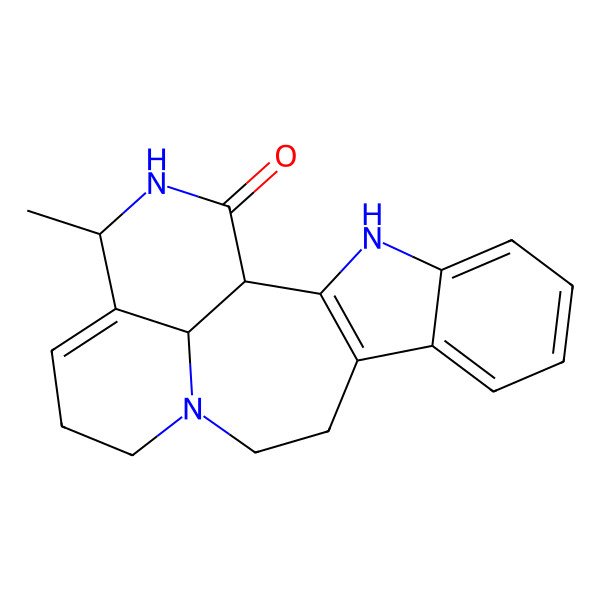 2D Structure of 18-Methyl-3,13,19-triazapentacyclo[11.7.1.02,10.04,9.017,21]henicosa-2(10),4,6,8,16-pentaen-20-one