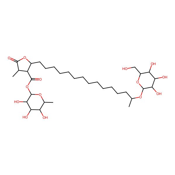 2D Structure of 18-O-b-d-Glucopyranosyl-18R-hydroxydihydroalloprotolichesterinate21-O-a-l-rhamnopyranoside