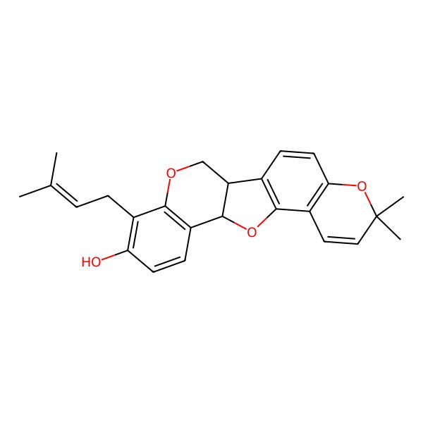2D Structure of (2S,11S)-17,17-dimethyl-6-(3-methylbut-2-enyl)-4,12,18-trioxapentacyclo[11.8.0.02,11.05,10.014,19]henicosa-1(13),5(10),6,8,14(19),15,20-heptaen-7-ol