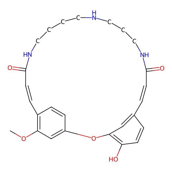 2D Structure of 4-Hydroxy-25-methoxy-2-oxa-11,15,20-triazatricyclo[22.2.2.13,7]nonacosa-1(26),3,5,7(29),8,22,24,27-octaene-10,21-dione
