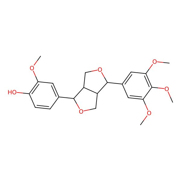 2D Structure of 4-[(3R,3aS,6R,6aS)-6-(3,4,5-trimethoxyphenyl)-1,3,3a,4,6,6a-hexahydrofuro[3,4-c]furan-3-yl]-2-methoxyphenol