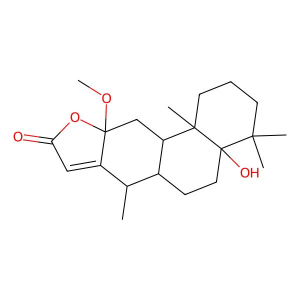 2D Structure of 4a-hydroxy-10a-methoxy-4,4,7,11b-tetramethyl-2,3,5,6,6a,7,11,11a-octahydro-1H-naphtho[2,1-f][1]benzofuran-9-one