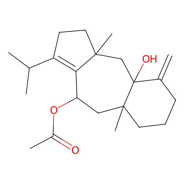 2D Structure of [(4R,5aS,9aS,10aR)-9a-hydroxy-5a,10a-dimethyl-9-methylidene-3-propan-2-yl-1,2,4,5,6,7,8,10-octahydrobenzo[g]azulen-4-yl] acetate