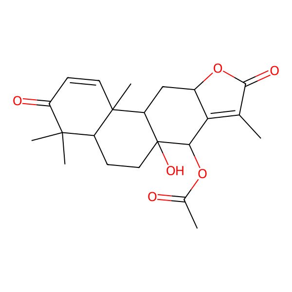 2D Structure of (6a-hydroxy-4,4,8,11b-tetramethyl-3,9-dioxo-5,6,7,10a,11,11a-hexahydro-4aH-naphtho[2,1-f][1]benzofuran-7-yl) acetate