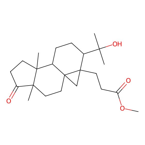 2D Structure of Methyl 3-[12-(2-hydroxypropan-2-yl)-4,8-dimethyl-5-oxo-13-tetracyclo[7.5.0.01,13.04,8]tetradecanyl]propanoate