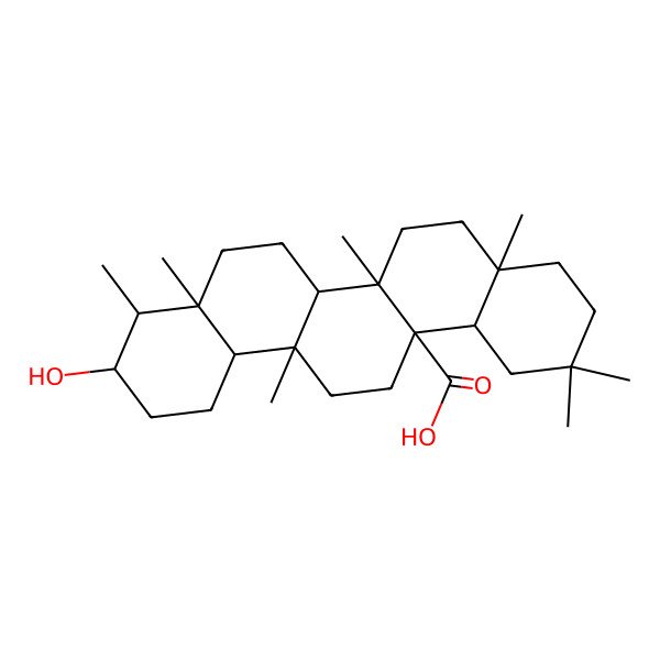 2D Structure of 3-Hydroxy-4,4a,6b,8a,11,11,14a-heptamethyl-1,2,3,4,5,6,6a,7,8,9,10,12,12a,13,14,14b-hexadecahydropicene-6a-carboxylic acid