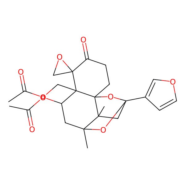 2D Structure of [(1S,5R,6R,7S,9R,11S,13S)-7-acetyloxy-11-(furan-3-yl)-9,13-dimethyl-4-oxospiro[10,14-dioxatetracyclo[9.2.1.01,6.09,13]tetradecane-5,2'-oxirane]-6-yl]methyl acetate
