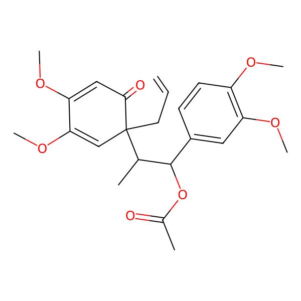 2D Structure of [(1R,2S)-2-[(1S)-3,4-dimethoxy-6-oxo-1-prop-2-enylcyclohexa-2,4-dien-1-yl]-1-(3,4-dimethoxyphenyl)propyl] acetate