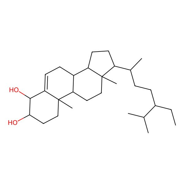 2D Structure of 17-(5-ethyl-6-methylheptan-2-yl)-10,13-dimethyl-2,3,4,7,8,9,11,12,14,15,16,17-dodecahydro-1H-cyclopenta[a]phenanthrene-3,4-diol