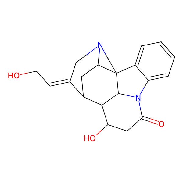 2D Structure of 12H-1,12-Ethano-9H-pyrido[1,2,3-lm]pyrrolo[2,3-d]carbazol-9-one, 2,3,10,11,11a,11b,13,13a-octahydro-11-hydroxy-14-(2-hydroxyethylidene)-, (3aR,11R,11aR,11bS,12R,13aS)-