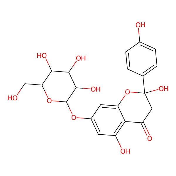 2D Structure of 2,5-dihydroxy-2-(4-hydroxyphenyl)-7-[3,4,5-trihydroxy-6-(hydroxymethyl)oxan-2-yl]oxy-3H-chromen-4-one