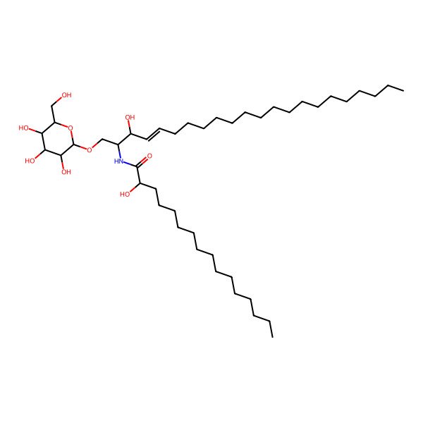 2D Structure of 2-hydroxy-N-[3-hydroxy-1-[3,4,5-trihydroxy-6-(hydroxymethyl)oxan-2-yl]oxydocos-4-en-2-yl]hexadecanamide
