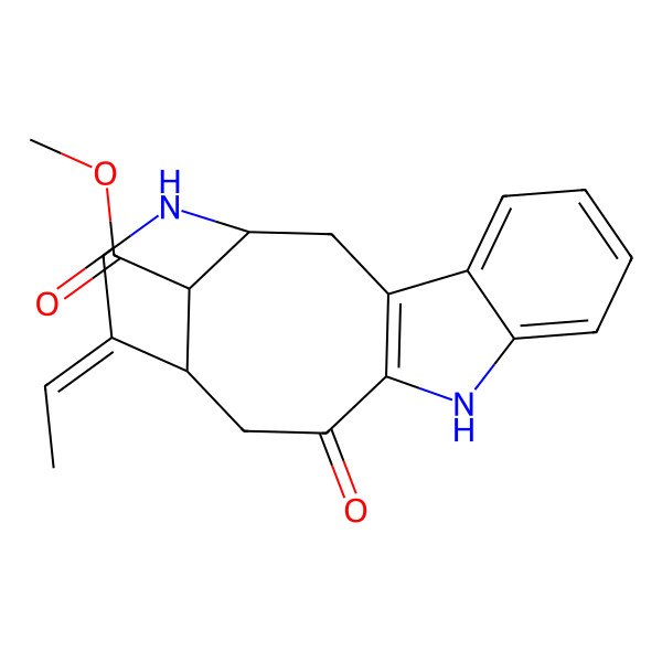 2D Structure of methyl (1S,14R,15E,18R)-15-ethylidene-12-oxo-10,17-diazatetracyclo[12.3.1.03,11.04,9]octadeca-3(11),4,6,8-tetraene-18-carboxylate