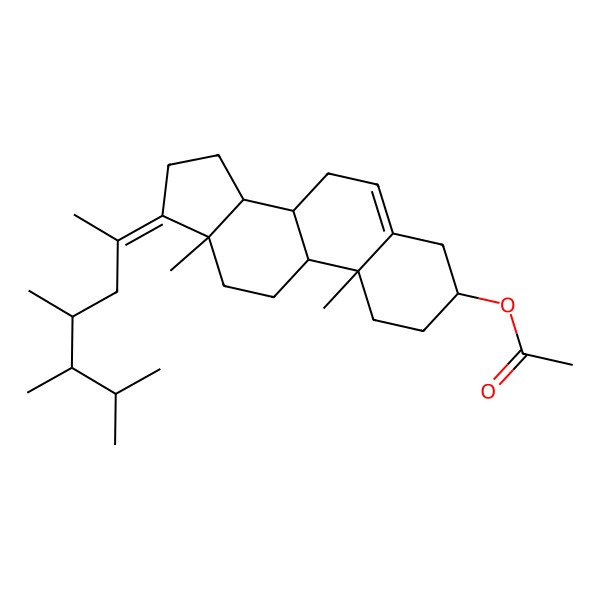 2D Structure of [(3S,8R,9S,10R,13S,14S,17E)-10,13-dimethyl-17-[(4R,5S)-4,5,6-trimethylheptan-2-ylidene]-1,2,3,4,7,8,9,11,12,14,15,16-dodecahydrocyclopenta[a]phenanthren-3-yl] acetate